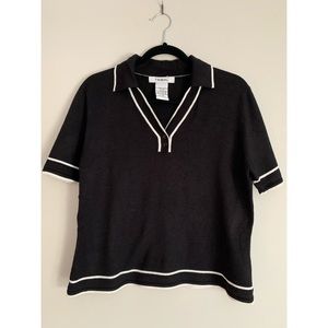 Vintage Black polo pullover - XL